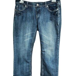 Maurices Cropped Jeans Womens 13/14 Reg Thick Threads Bling Comfort Flap Pockets
